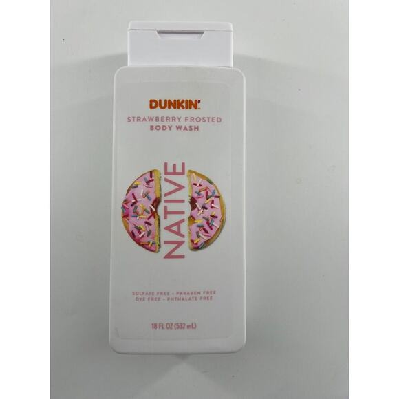 Native DUNKIN STRAWBERRY FROSTED Body Wash 18oz Limited Edition Soap New - Picture 1 of 2